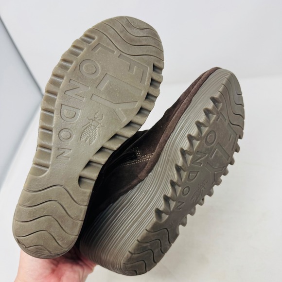 FLY LONDON Brown Suede Wedge Yip Oil Ankle Boots Women's Size 10 - Picture 7 of 11